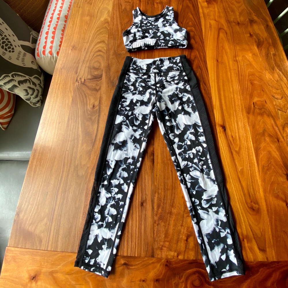 Zella Girl Racer Mesh Panel Leggings & Bra Set